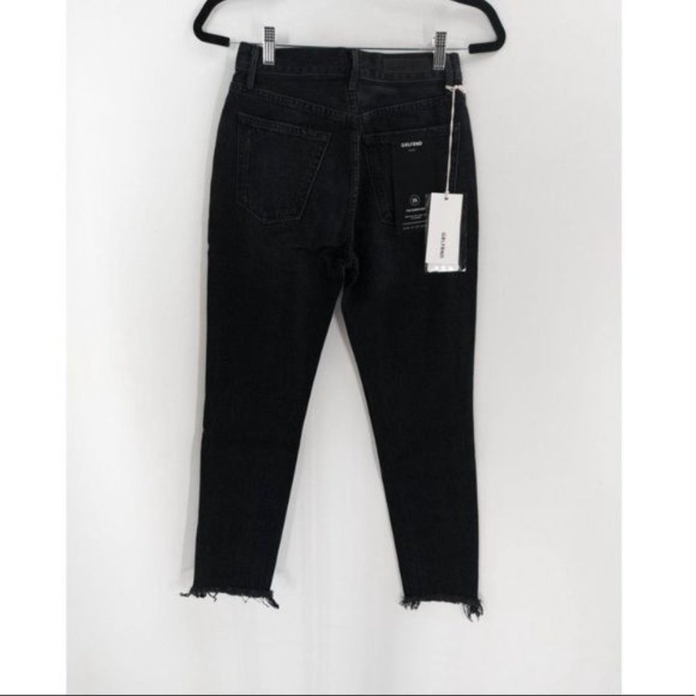 GRLFRND Black Karolina High Rise Skinny Jeans Raw Hem 100% Cotton Denim 27 New - Picture 4 of 11